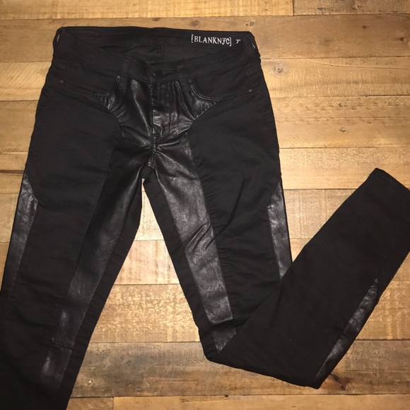 Blank NYC Black Pants / Pleather insets
