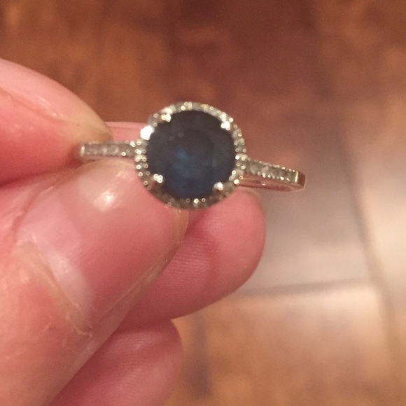 14K white gold London Blue topaz halo ring - Picture 2 of 4