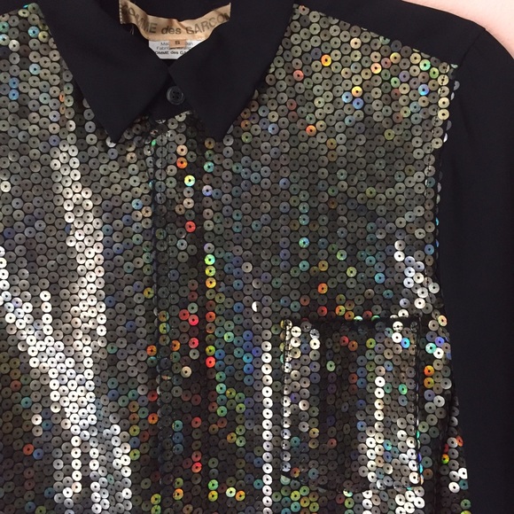 📀HP📀 Comme Des Garçons Holographic Sequin Blouse - Picture 4 of 4