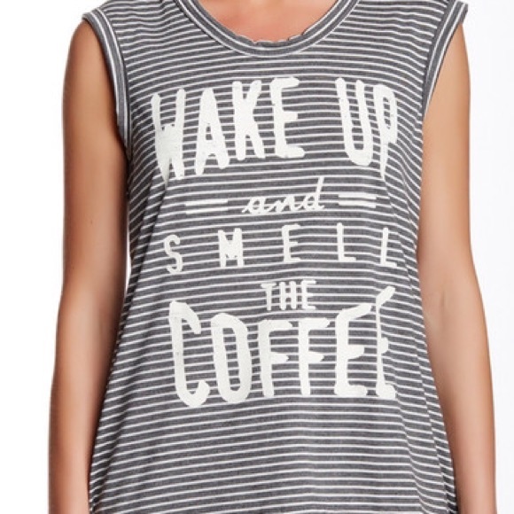 🍾HP🍾Coffee Hi-Lo Tank striped cutt-off Nordstrom - Picture 3 of 3