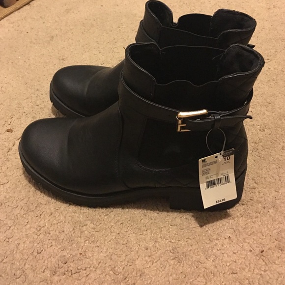 Faux leather ankle boots