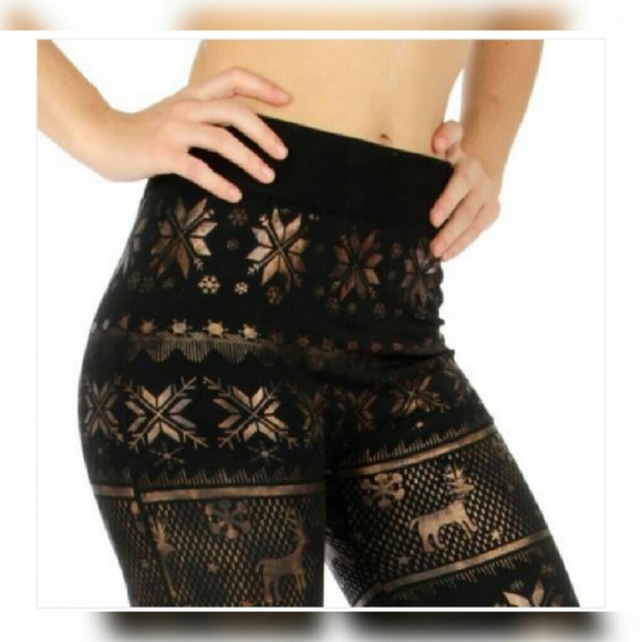 Snowflake bronze print leggings
