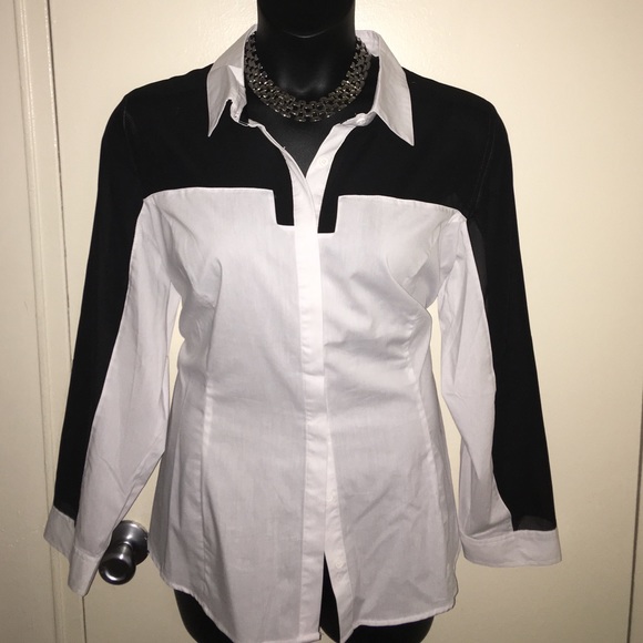 White n black button down