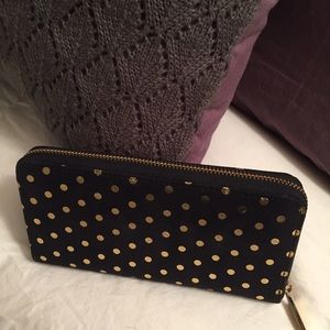 SALE! Black and Gold Polka Dot Clutch Wallet