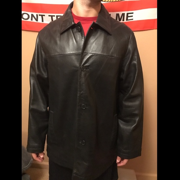 Leather coach men's jacket