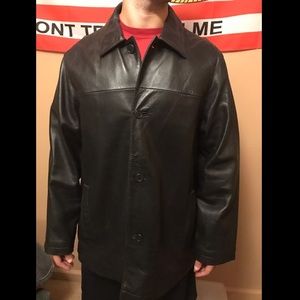 Leather coach men's jacket
