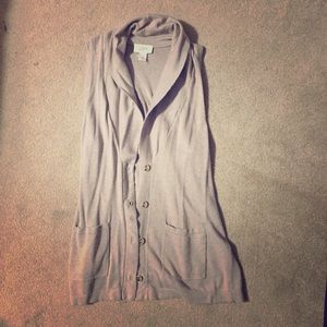 Loft cowl neck button down cardi vest