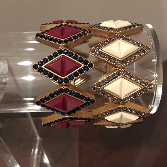 JCrew bracelets (2) like new Burgundy/navy, Cream