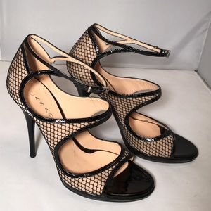 Super Sexy Casadei Pumps! Nude with fishnet mesh!