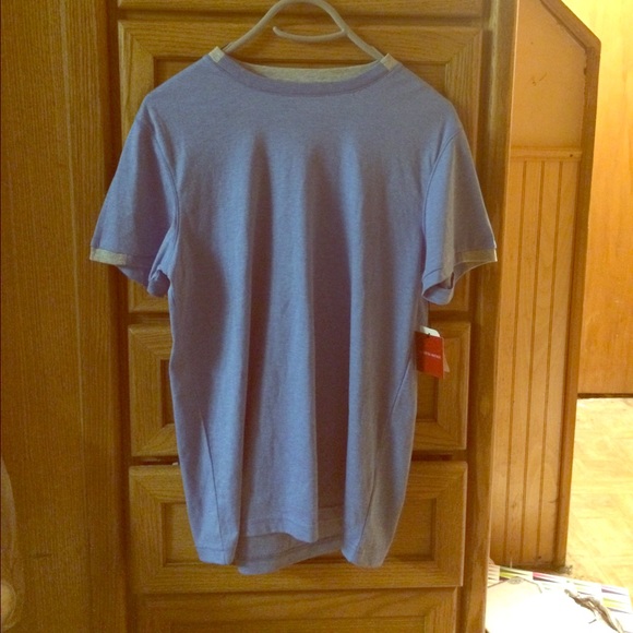 Light blue aqua cotton made work out shirt.
