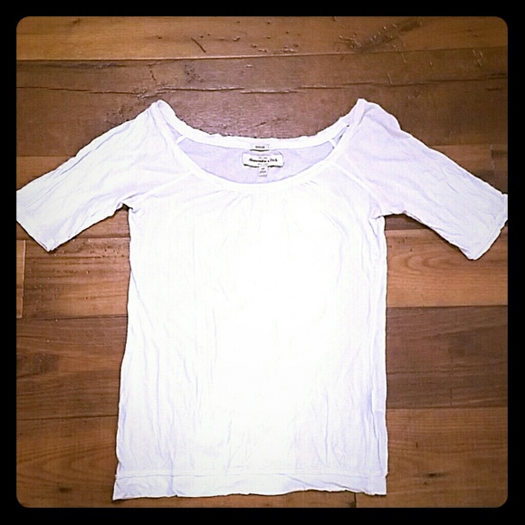 A&F White sheer above the elbow blouse