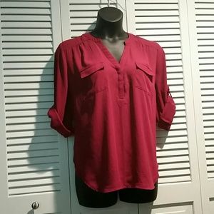 Torrid burgundy georgette top, size 1