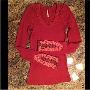 Free People Meadow Fiesta Cuff Thermal Small S Red