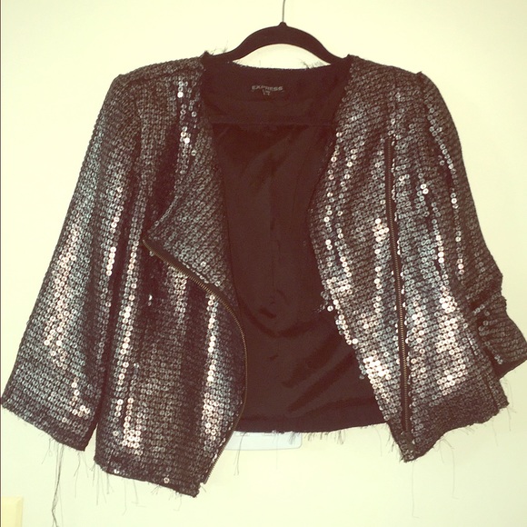 Metallic sequined cropped blazer