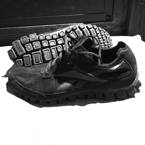Black on black suede reebok