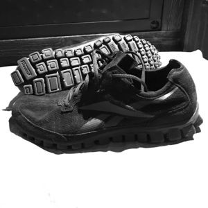 Black on black suede reebok