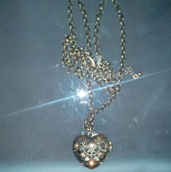 Long heart locket necklace