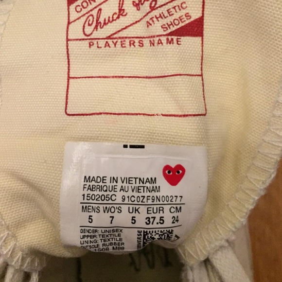 Comme Des Garcon White Converse Hi Top sneaker - Picture 3 of 4