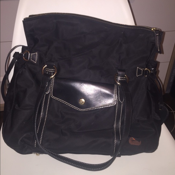 Black nylon and leather Dooney & Bourke tote bag