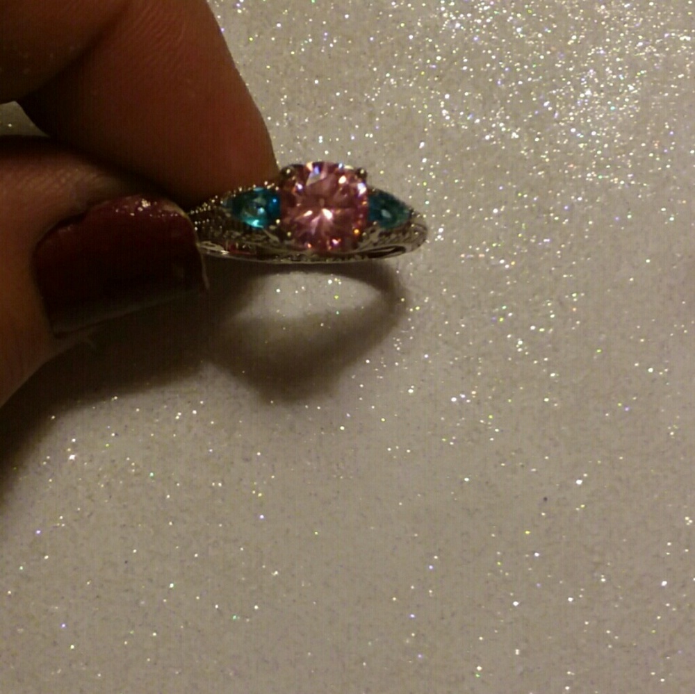 New Pink and Blue Topaz Ring