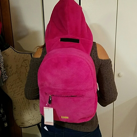 Betsey Johnson fuschia hoodie backpack - Picture 4 of 4