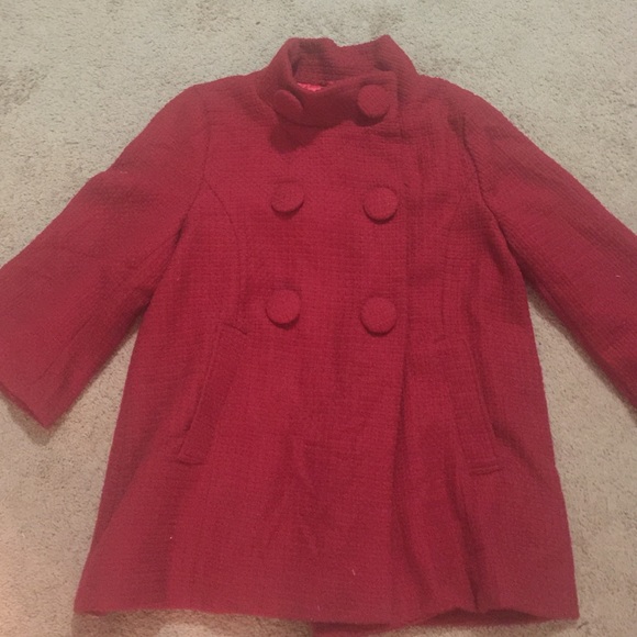 Red waffle print coat - Picture 1 of 2