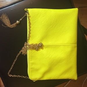 Fluorescent green satchel bag