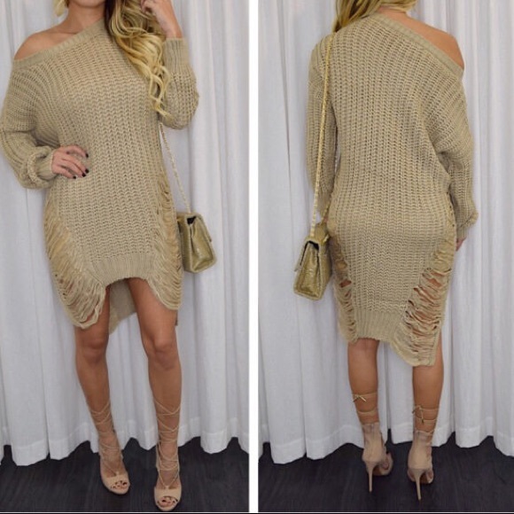 💞LAST CALL💞Sexy ripped distressed sweater dress - Picture 2 of 4