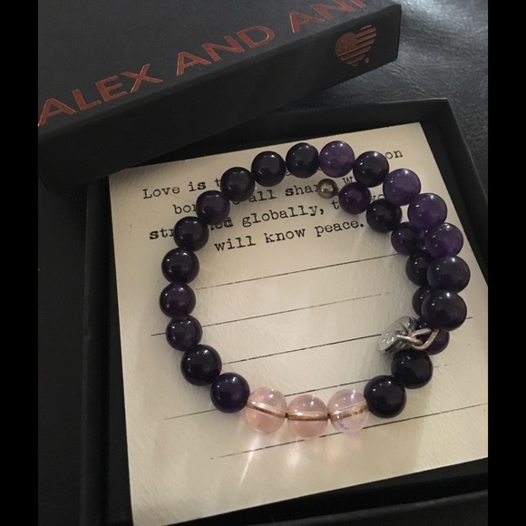 Alex and Ani Purple and Transparent Pink Bracelet