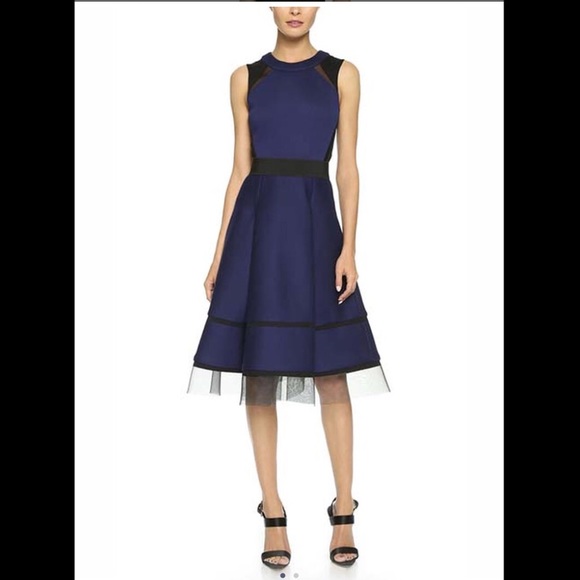 Navy & Black Sleeveless A-Line Dress - Picture 3 of 5