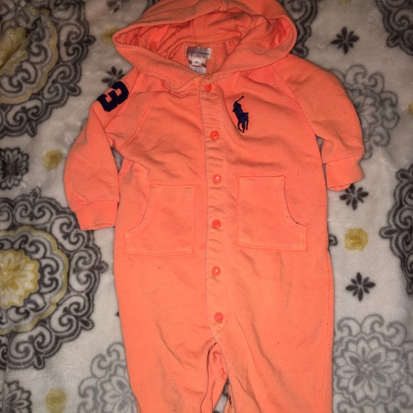 orange polo sweat suit