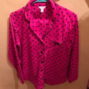 Brand new pink polka dot soft fleece pajamas.