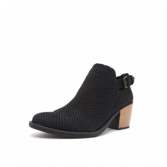 Last Pair-  Black Vegan Suede Ankle Booties - Picture 2 of 4