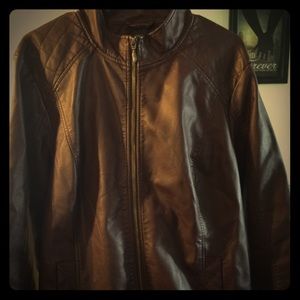 Faux Leather Christopher Banks Burgundy Jacket
