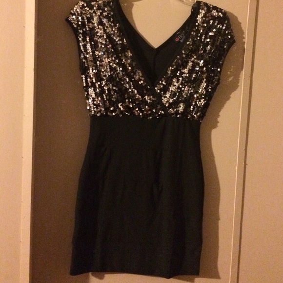 Black & Silver Sequin Dress