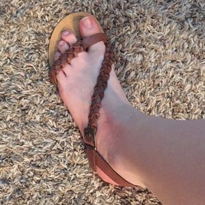 Brown braided sandals