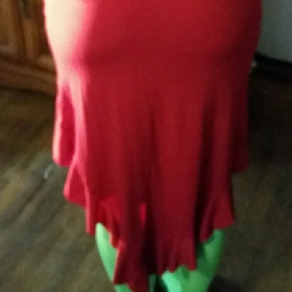 RED HIGH LOW RUFFLE HEMMED DRESS - Picture 3 of 3