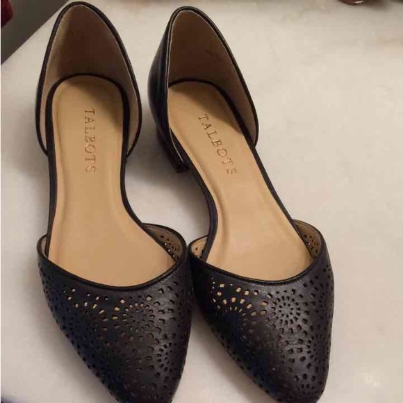 Black leather flats