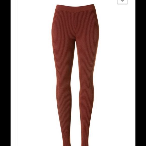 Rust ribbed knit sweater leggings - Picture 4 of 4