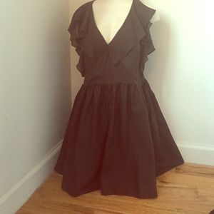 ARMY Green silk chiffon, lamb skin dress.