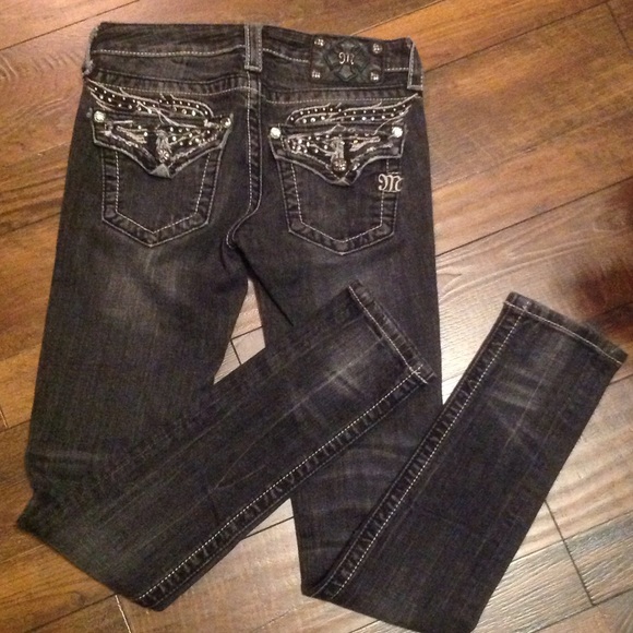Miss Me Distressed Grayish/Black Skinny Jeans