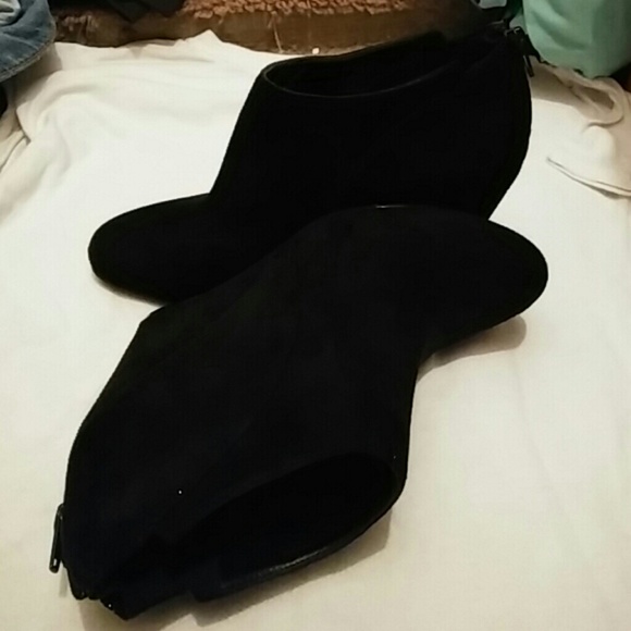 Black faux suede ankle boots