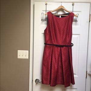 Red party dress, black polka dots size 14