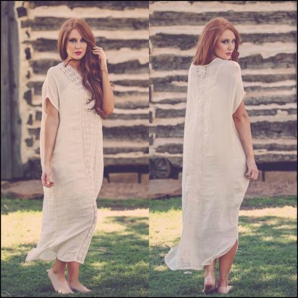 Cream Boho Crochet Maxi Dress - Picture 2 of 6