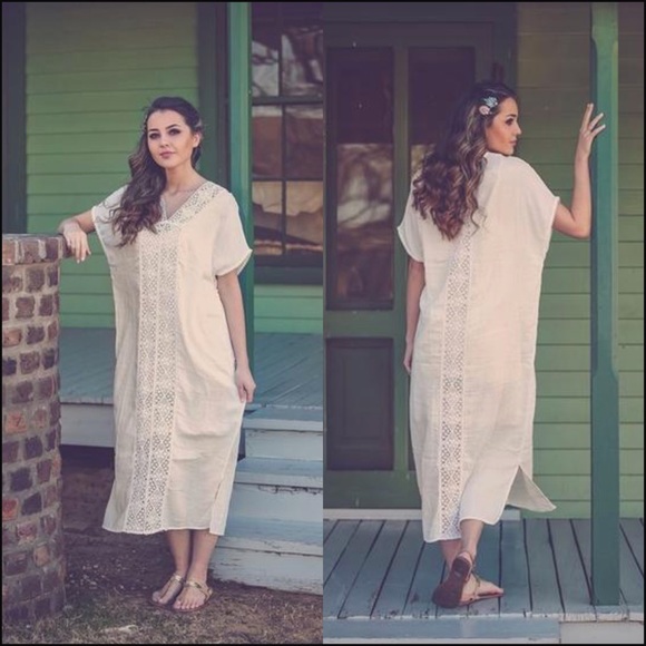 Cream Boho Crochet Maxi Dress - Picture 3 of 6