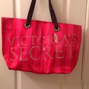 NWT Victoria's Secret Hot Pink/Red Satin Tote Bag