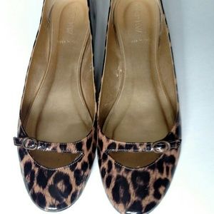 J. Crew leopard print patent leather flats