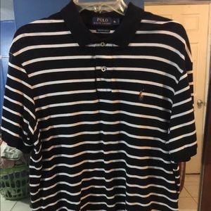 Ralph Lauren black and white striped polo XL