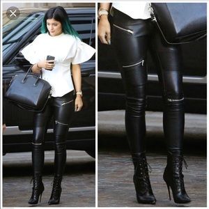 Zara faux leather biker motto pants with zippers