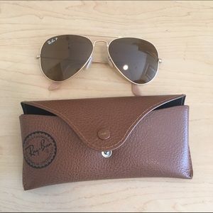 Matte Gold Polaroid Aviator Ray-Bans